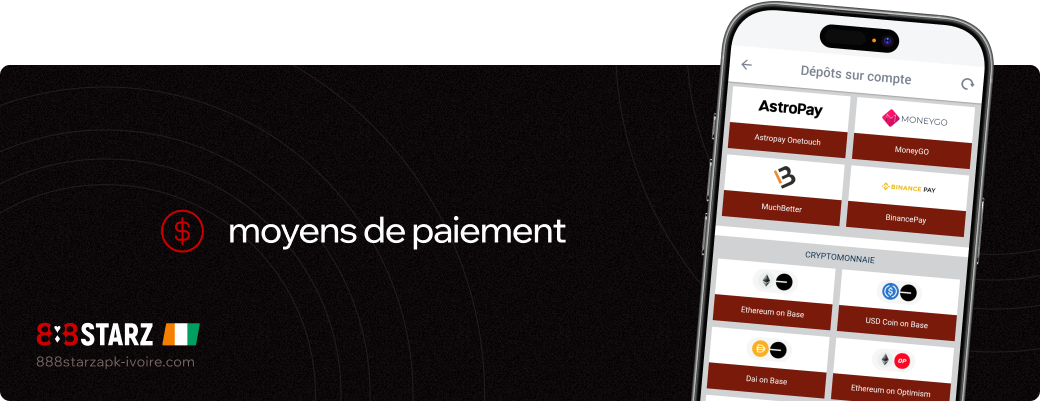 Moyens de paiement 888starz Apk Côte d'Ivoire